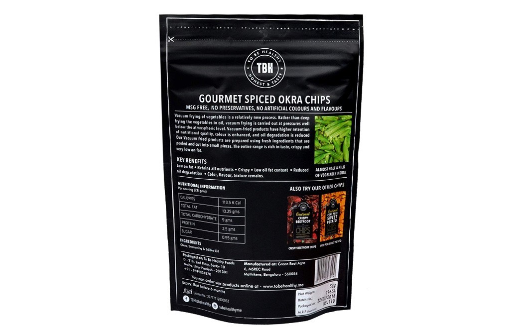 To Be Healthy Spiced Okra Chips With Coriander & Mint   Pack  50 grams